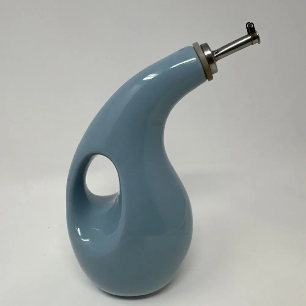 Rachael Ray Ceramic EVOO Oil and Vinegar Dispensing Bottle, Agave Blue